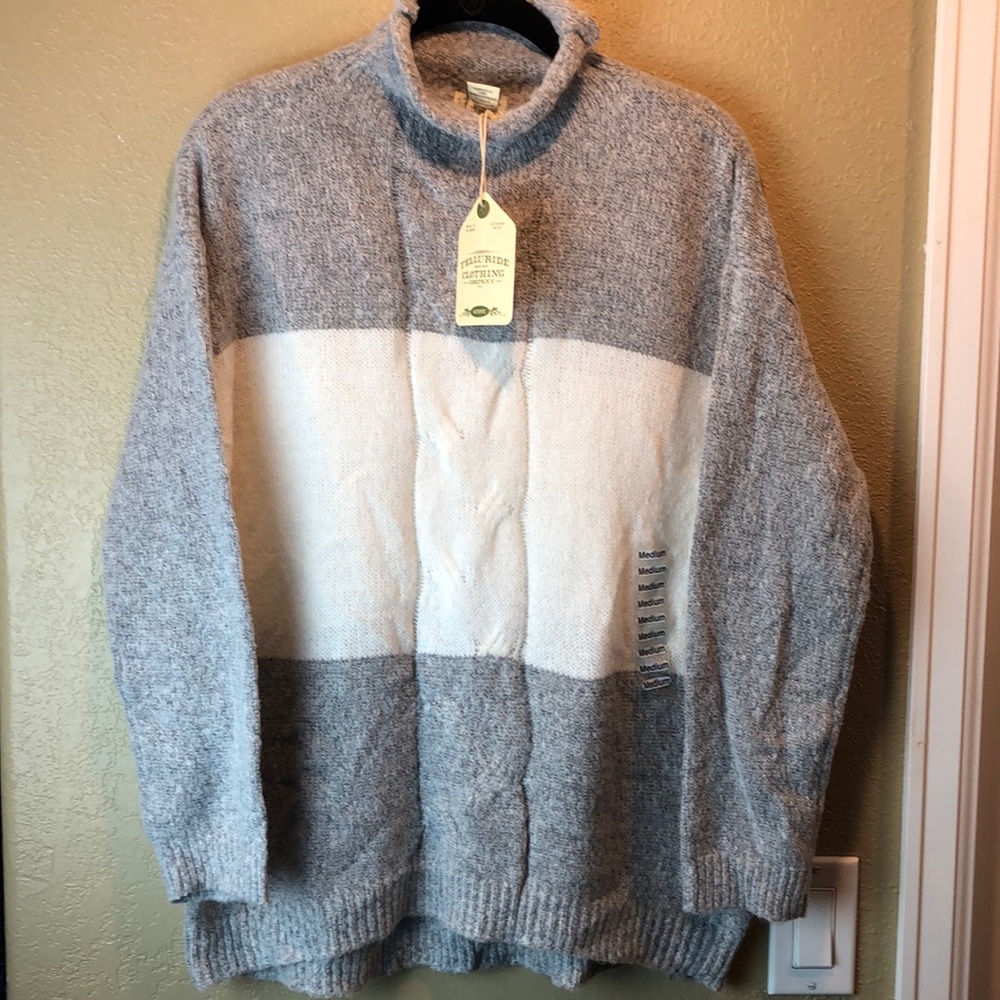 Telluride Clothing Company Binder Mock Neck Color block Pullover NWT